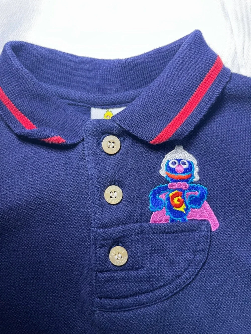 Vintage Sesame Street Romper 18M Grover Elmo Cookie Monster‎ Blue Long Sleeve